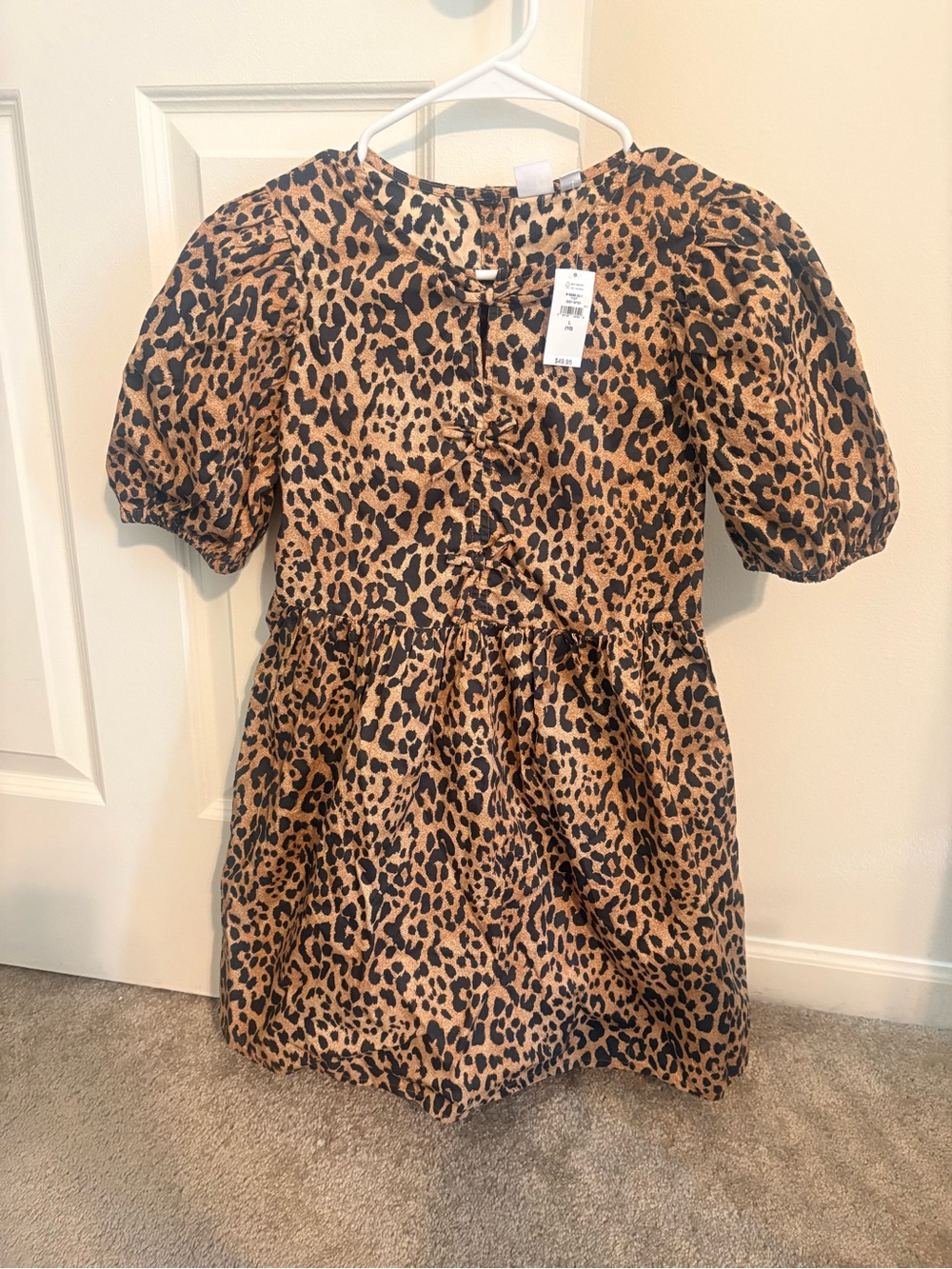 GAP Leopard Print Puff Sleeve Dress - Tan & Black